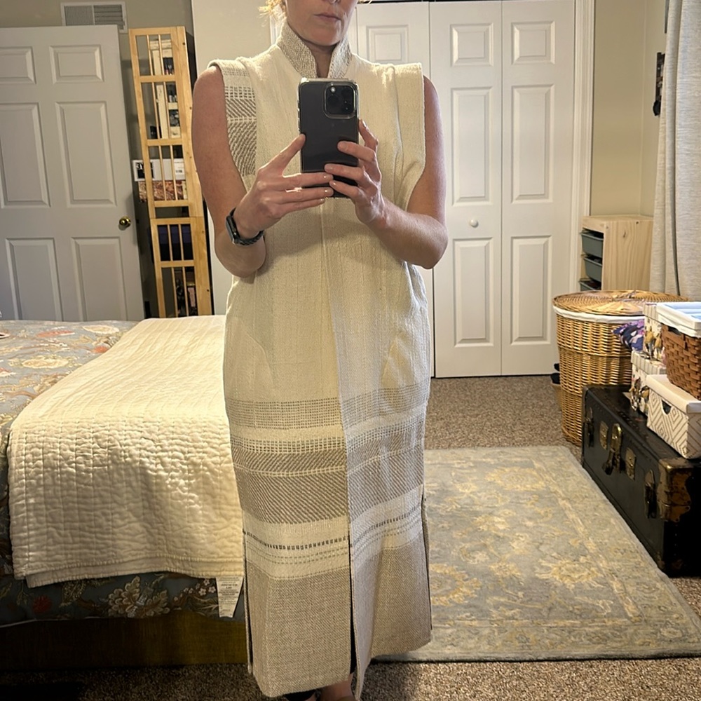 Jesamie handwoven mandarin collared duster